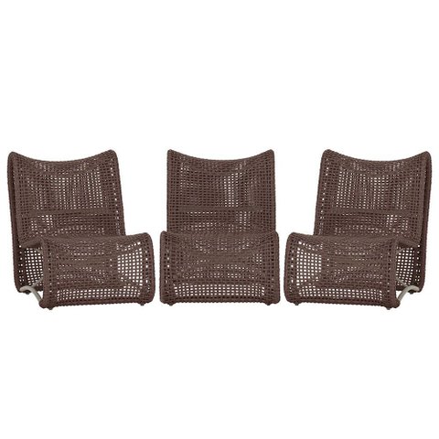 3 Poltronas Texas em Alumínio Pintura Fendi Corda Náutica Trama Original