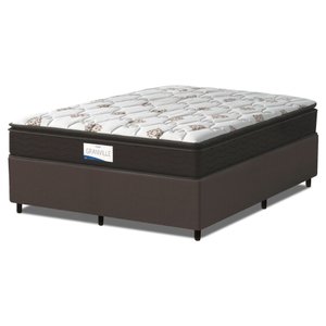 Cama Box Colchão Casal Queen Molas Ensacadas Granville Pillow Top 158x198x66cm Marrom / Branco