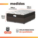 Ver imagem 4 de Cama Box Colchão Casal Queen Molas Ensacadas Granville Pillow Top 158x198x66cm Marrom / Branco