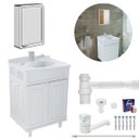 Ver imagem 1 de Gabinete 02 Portas para Banheiro com Lavatório + Armário + Torneira + Engate Flexível + Fita Veda Ro