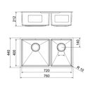 Ver imagem 2 de Cuba Dupla Docol Bistrô 70x40 90021126016 Inox Escovado Inox Escovado 90021126016