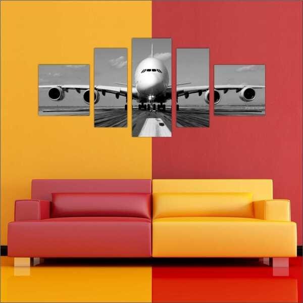 Quadro Decorativo Avião Aviões Com Moldura 5 Peças - 4