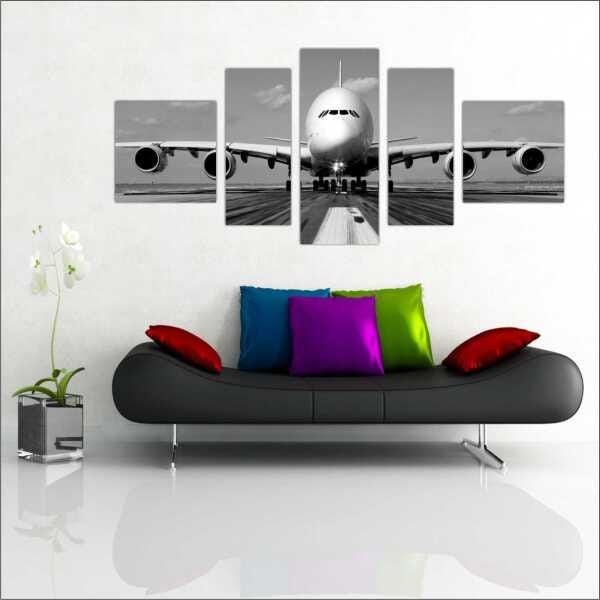 Quadro Decorativo Avião Aviões Com Moldura 5 Peças - 3