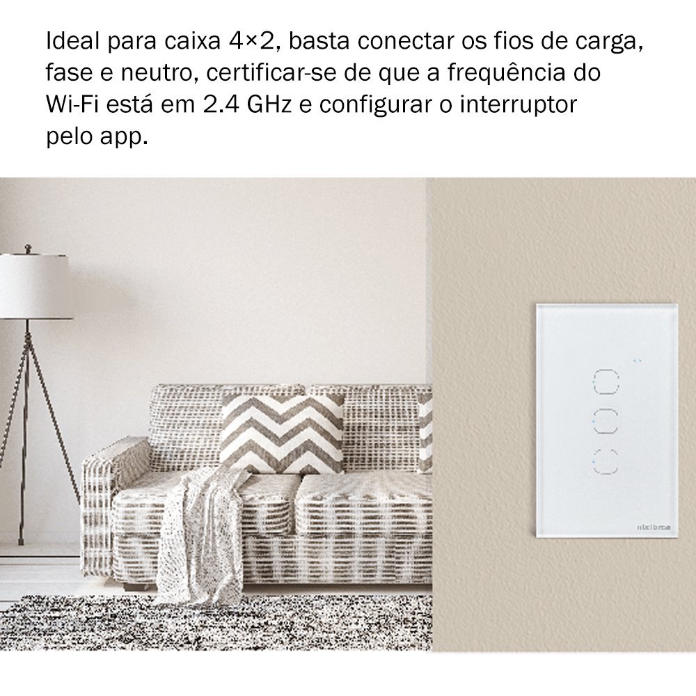 Kit 3 Interruptores Smart Inteligente Touch Wi-fi 2 Teclas Ews 1002 Intelbras - 6