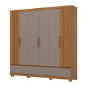 Ver imagem 1 de Guarda Roupa Casal 06 Portas com Detalhe Ripado 03 Gavetas Externas Kaian D347 Cinamomo Avelã - Henn