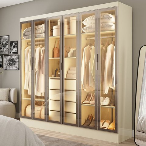 Guarda-Roupa Malibu 6 Portas Reflecta 4 Gavetas Yescasa Off White