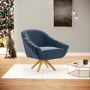 Ver imagem 2 de Kit 02 Poltronas Giratória Giovana Suede Azul Marinho Base Madeira MA30 - D’Rossi