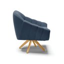 Ver imagem 5 de Kit 02 Poltronas Giratória Giovana Suede Azul Marinho Base Madeira MA30 - D’Rossi