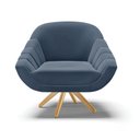Ver imagem 3 de Kit 02 Poltronas Giratória Giovana Suede Azul Marinho Base Madeira MA30 - D’Rossi