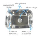 Ver imagem 3 de Kit Cuba Polida Inox 304 N1 46x30x17cm Tecnocuba Com Dosador