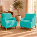Ver imagem 1 de Kit 2 Poltronas Decorativas Serena Suede para Sala Recepção Escritório Conforto Luxo Contemporâneas