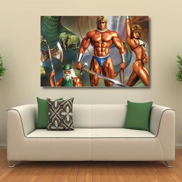 Quadro decorativo Golden Axe com Tela em Tecido - 1