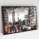 Ver imagem 1 de Quadro Decorativo em Canvas Londres Big Bem Preto, Branco e Vermelho TACOLADO PAPEL DE PAREDE Moldur