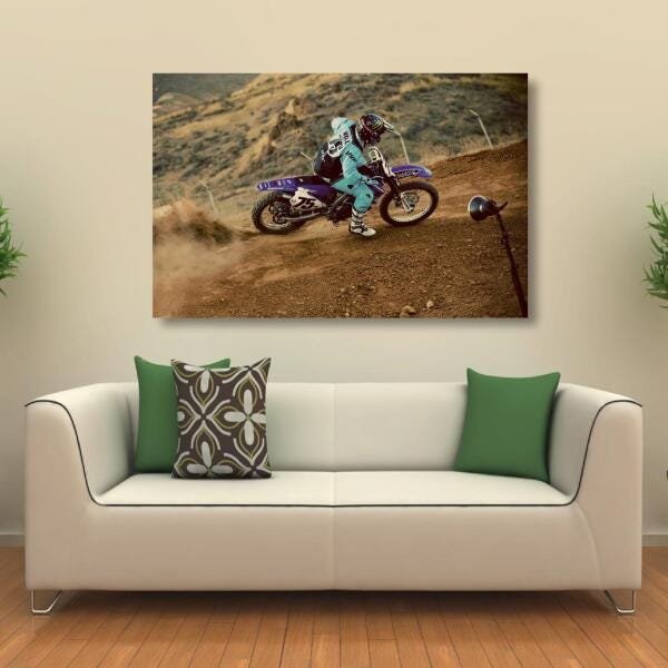 Quadro decorativo Motocross com Tela em Tecido - 1