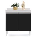 Ver imagem 2 de Balcão Gabinete 80cm 2 Portas Hawai Branco/preto - Lumil Móveis