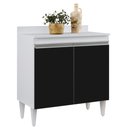 Ver imagem 1 de Balcão Gabinete 80cm 2 Portas Hawai Branco/preto - Lumil Móveis