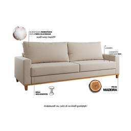 Estofado Living 4 Lugares Columbia 2,2m Linho Bronze - Casa Giulia - 4