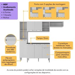 Armário de Cozinha Compacta Smart Multimóveis Mp2219 Branco - 3