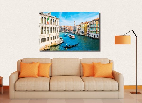 Quadro Decorativo Cidade de Veneza Paisagem - Tela em Tecido - 1