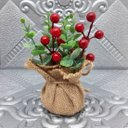 Ver imagem 6 de Arranjo Cereja Pinha Artificial Vaso Enfeite Mesa Natal 15cm Pinha