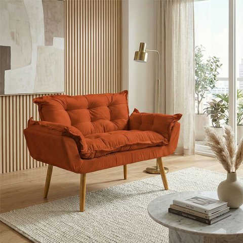 Namoradeira Decorativa Confortável para Sala Recepção Consultório  Manicure Alice Suede