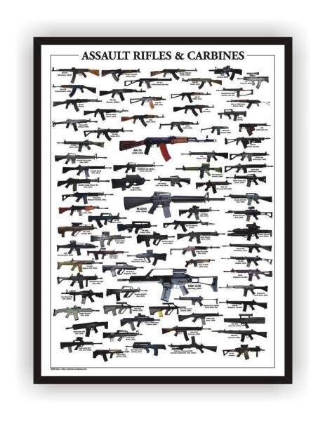 Placa Decor Quadro Poster Armas Fuzis Ak 47 M4 Com Moldura - 1