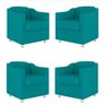 Kit 4 Poltronas Decorativa Bia Suede Azul Tifany - Twdecora - 1