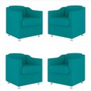 Ver imagem 1 de Kit 4 Poltronas Decorativa Bia Suede Azul Tifany - Twdecora