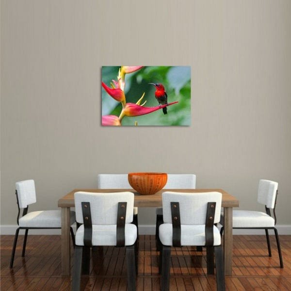 Quadro decorativo Pássaro Peito Vermelho em Tecido 60x40 - 3