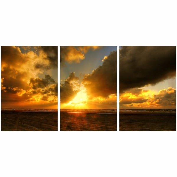 Quadro decorativo Céu Nuvens Pôr do Sol Jogo 3 Peças 60x120 - 5