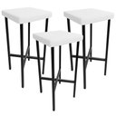 Ver imagem 1 de Kit 03 Banquetas Alta Bar Cozinha Sala de Jantar Preto Stella L02 Facto Branco - Lyam Decor