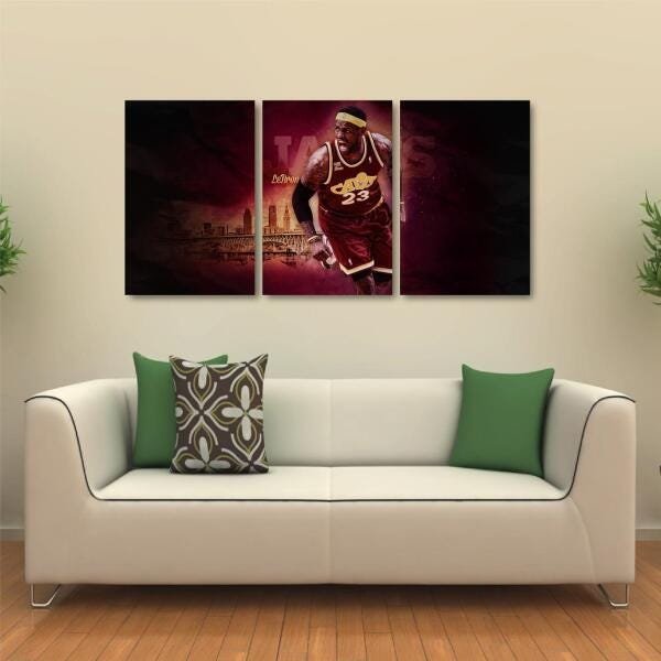 Quadro Lebron James decorativo Tela em Tecido 3 Peças - 2