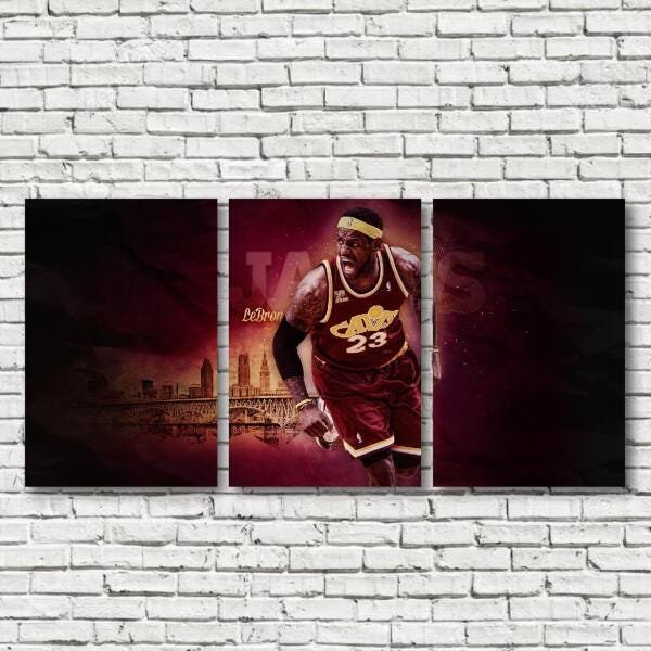 Quadro Lebron James decorativo Tela em Tecido 3 Peças - 3