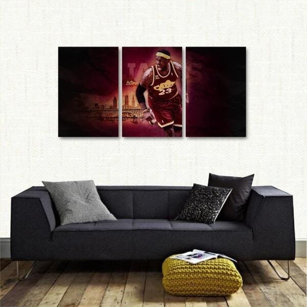 Quadro Lebron James decorativo Tela em Tecido 3 Peças - 1