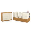 Ver imagem 1 de Jogo de Quarto Infantil Tutto New Cômoda com Porta e Berço Multifuncional Formare Off White/Freijó -