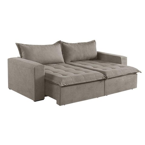 Sofá Cama 3 Lugares Retrátil Reclinável Linho M-184 Martins Bege