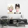 Quadro Marilyn Monroe E Audrey Chiclete Rosa Em Tecido - 4