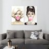 Quadro Marilyn Monroe E Audrey Chiclete Rosa Em Tecido - 3