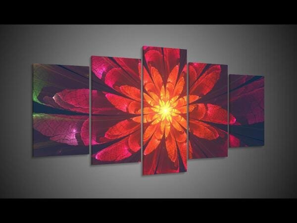 Quadro Decorativo 129X63 Sala Quarto Flor Neon Brilhante - 6