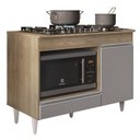 Ver imagem 1 de Balcão Multiuso para Cooktop 4 Bocas Georgia Castanho/cinza - Lumil Móveis