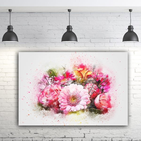 Quadro Decorativo Flores Aquarela Sala Quarto Clinica A64 - 1