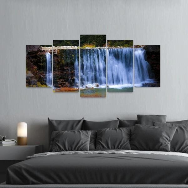 Quadro Cachoeira Paisagem Para Sala Quarto Natureza 5 Peças - 4