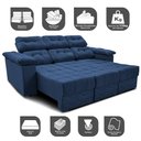 Ver imagem 3 de Sofa Itália 2,60 Mts Retrátil e Reclinavel Tecido Suede Azul - Cama InBox