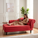 Ver imagem 1 de Recamier Decorativo Divã Amsterdã 187cm Lado Esquerdo Suede Vermelho