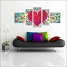 Quadro Decorativo Coração Abstrato Com 5 Peças - 4