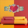 Quadro Decorativo Coração Abstrato Com 5 Peças - 2