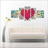 Quadro Decorativo Coração Abstrato Com 5 Peças - 1