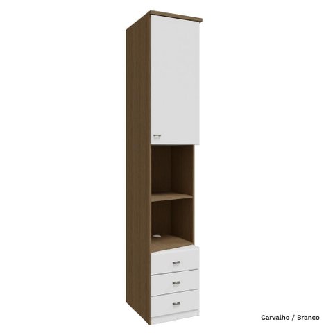 Modulado Lateral 01 Porta com 245cm de Altura 03 Gaveta Setiba - Carvalho/branco