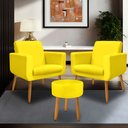 Ver imagem 1 de Kit 2 Poltrona Anita +puff Redondo Pés Palito Decorativo-me Ecommerce:amarelo