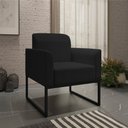 Ver imagem 2 de Kit 02 Poltronas Marisa Linho Base Industrial Metálica Preto - D’Rossi - A79 Preto